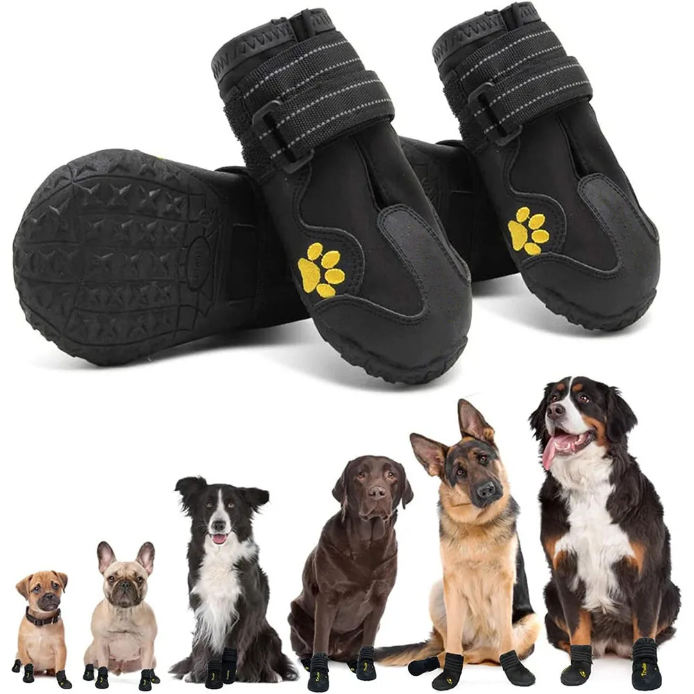 Waterproof Dog Shoes Large Dog Boots Non-Slip Rubber Sole Protects Paw from Hot or Cold Pavement Booties Puppy Shoes, pet shoes,dog shoes