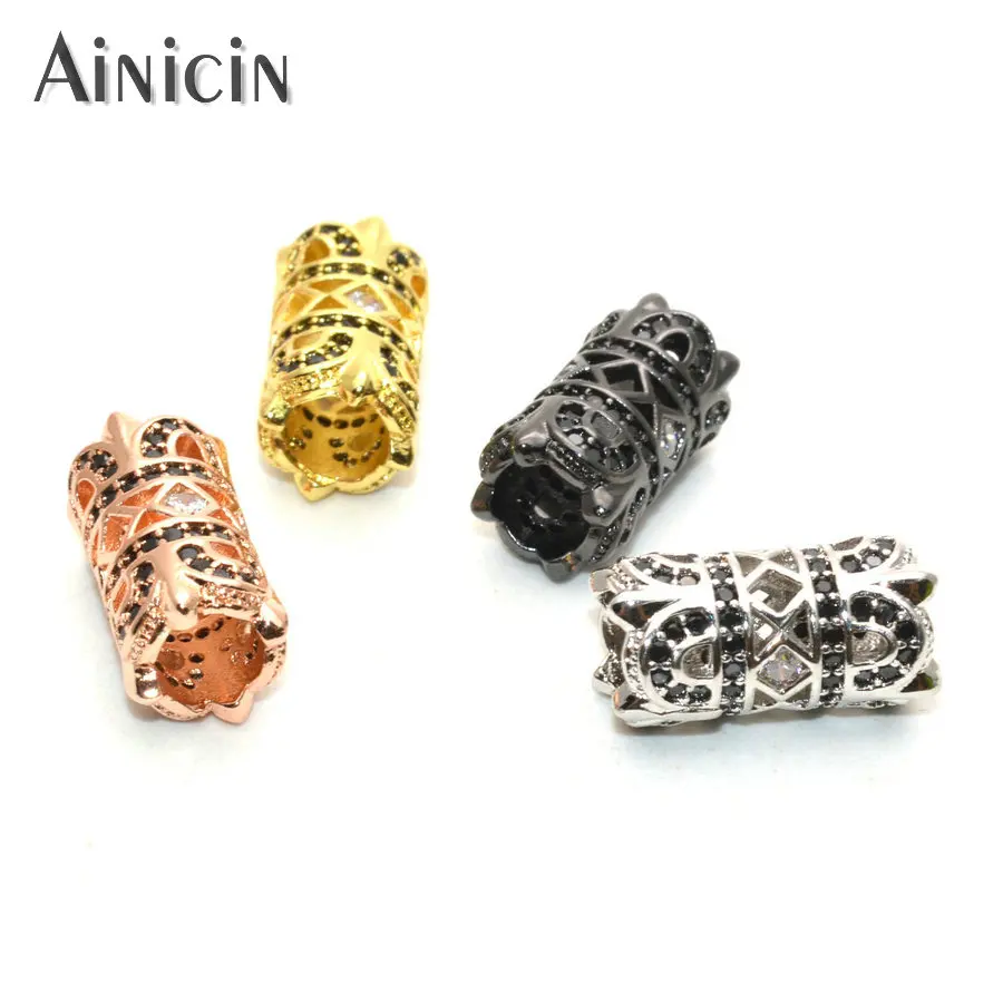 

High Quality Black CZ 9x15mm Long Tube Connectors Beads For Bracelet Making 30pcs