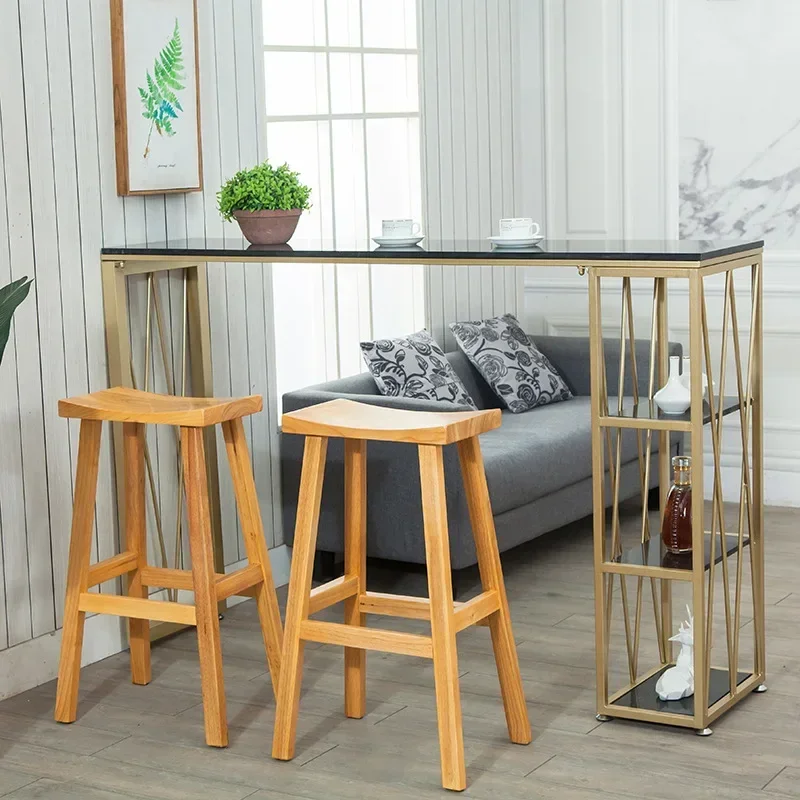 American Solid Wood European Retro High Bar Stool bar stool