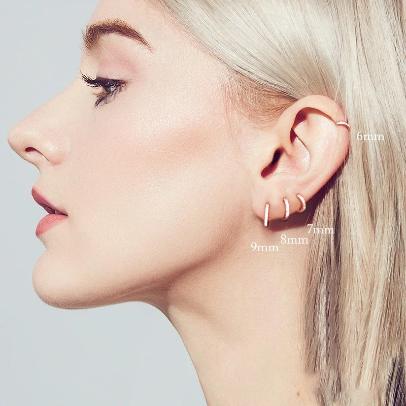 Orecchini A Cerchio A Forma Di C Con Gioielli In Acciaio Inossidabile Placcato O - Foto 8