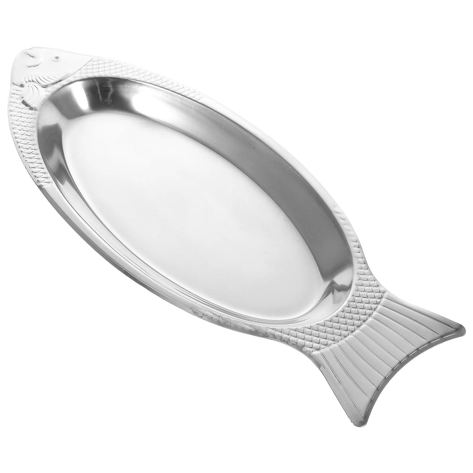 

Stainless Steel Dinner Plate Restaurant Serving Plate Oval Steaming Fish Plate Fish-shaped Snack Dessert Dish Kitchen Tray