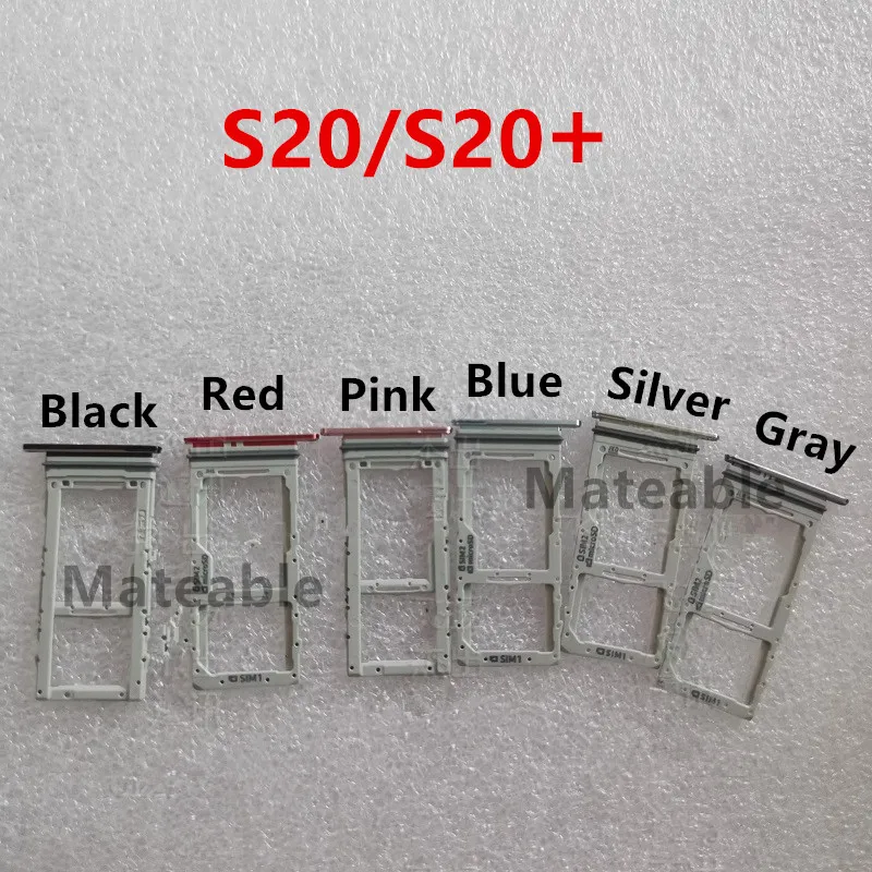 S 20 S20Plus 카드 슬롯 삼성 갤럭시 S20 Plus 4G 5G G980 G981 G985 G986 듀얼 SIM 트레이 어댑터 소켓 홀더 수리 부품