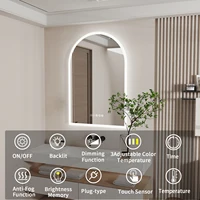 Backlit Smart LED Bathroom Mirror: 36 x 24 Inch Arched Dimmable 3 Colors Anti-Fog Lighted Mirrors with Time Temperature - CRI95 1