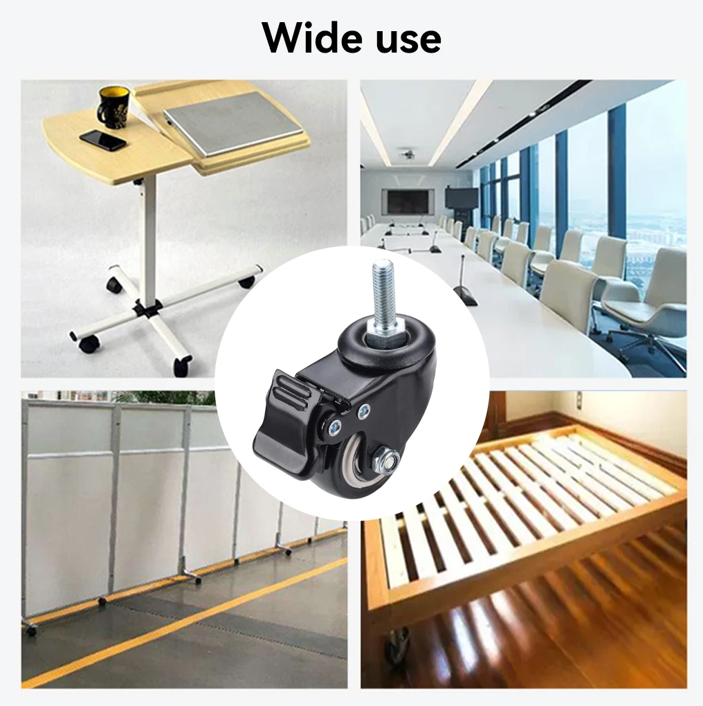 

4 Pieces 2 Inch Swivel Stem Caster Universal Chair Office 360 Degree Threaded Trolley Wheels Furniture Component