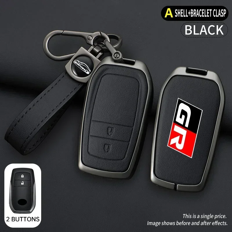 Key Case Cover Key Case Car Key Shell For Toyota GR Sport C-HR Gazoo RAV4 Racing Mirai Avensis Zinc Alloy Car Key Case Cover Protector Keychain Styling Accessories