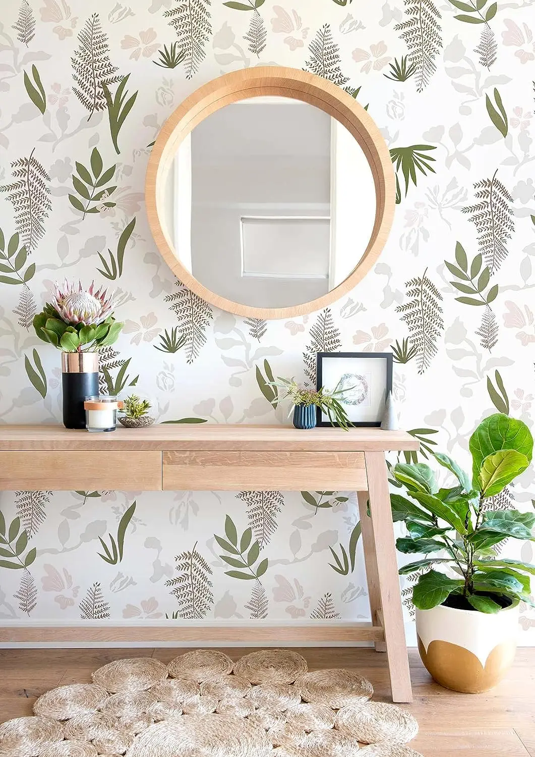 floral peel and stick wallpaper modern leaf 02