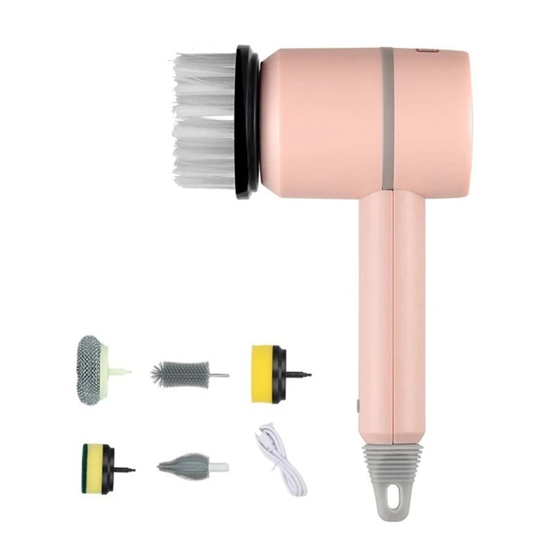 

Dishwashing Brush Electric Cleaning Brush USB Rechargeable Kitchen Cleaning Brush Bathtub Cleaning Brushes Pink