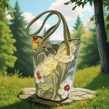 أنيقة الأزهار دلو حقيبة يد المرأة حقيبة كتف أنيقة النفط اللوحة زهرة تصميم حمل حقيبة دائم أكسفورد النسيج البوليستر بطانة