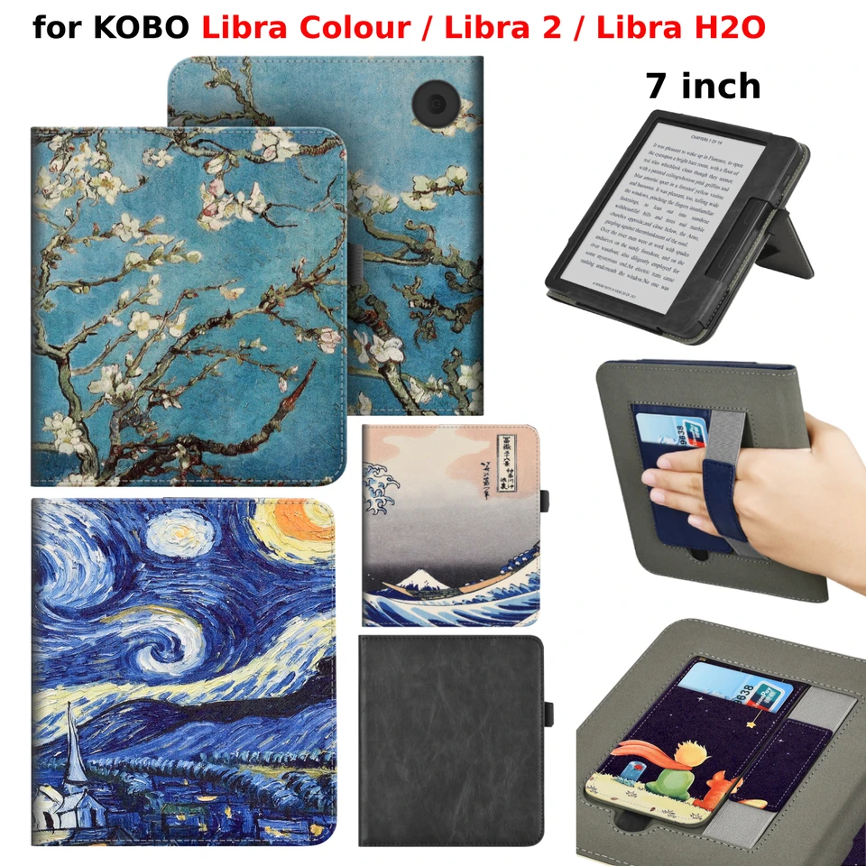 For KOBO Libra Colour/Libra 2/Libra H2O Case with Hand Strap Stand