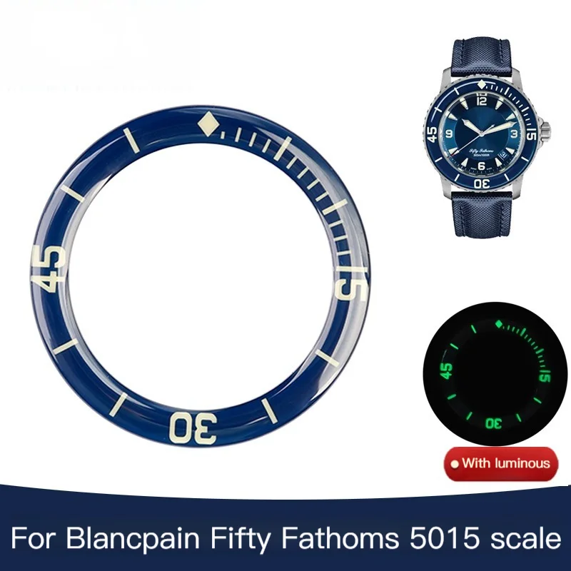 42.7Mm Blancpain Fifty Fathoms 5015 Series Cinturino Per Orologio Quadrante In Scala Di Zaffiro Anello Esterno Anello Cronografo Accessori Nero Blu