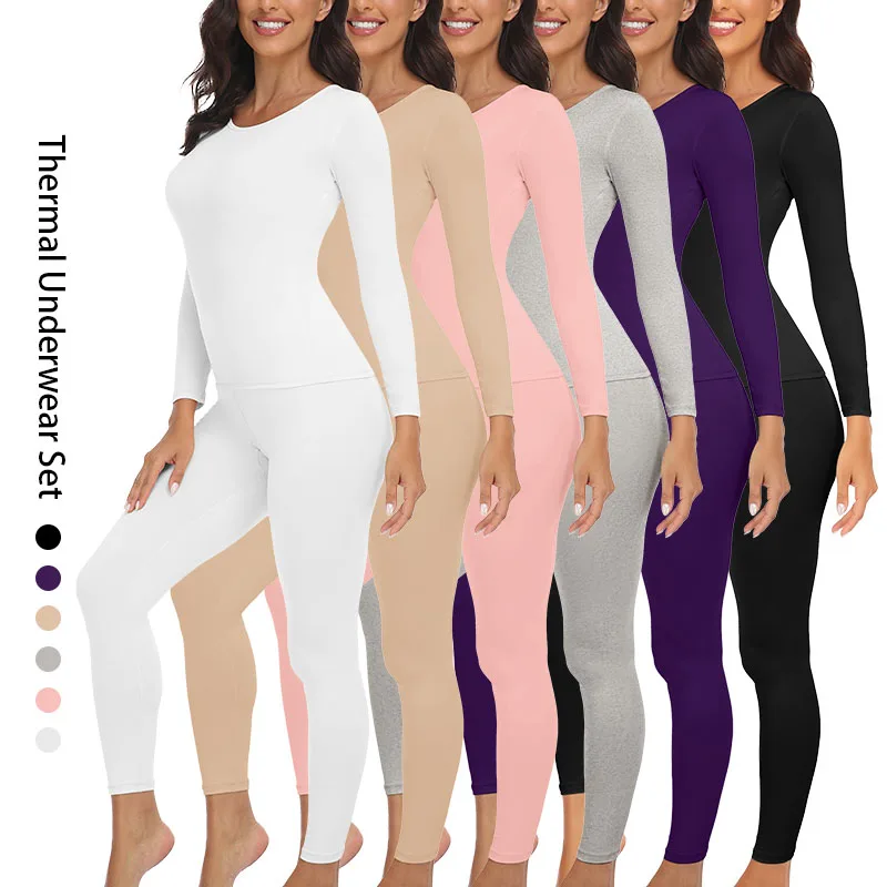 Sous-Vêtements Thermiques Femme Ensemble Ski Femme Ensemble De Sous-Vêtements Fonctionnel Thermiques Léger Fibre De Charbon Respirant Séchage Rapide Pour Pilate Yoga Fiteness Running Ski