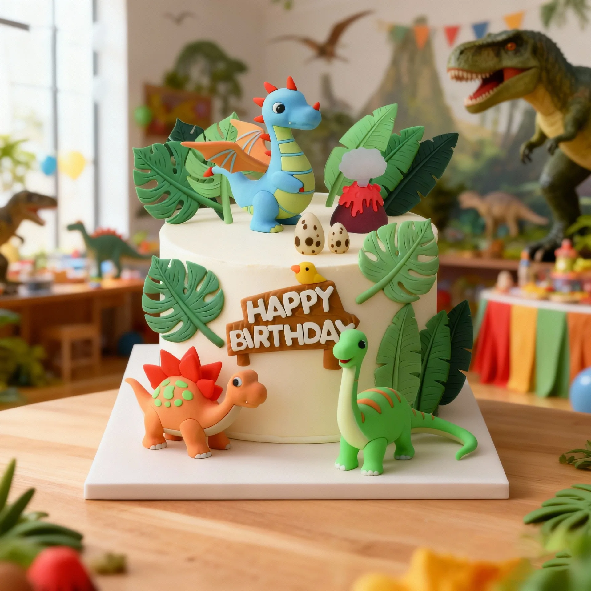 Dinosaur Cake Topper Jungle Birthday Decoration Set Cute Dinosaur Cake Topper