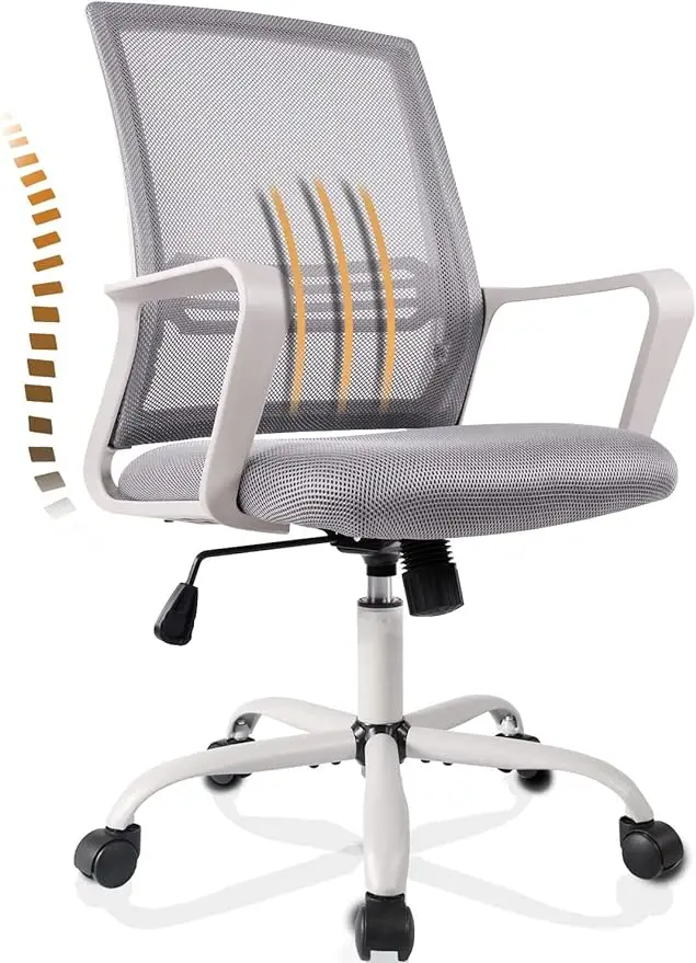 Desk Chair Ergonomic Mesh Home Office Chair, Mid Back Adjustable Computer Task Chairs Swivel Rolling Office Desk Chair, Grey high back desk chair living room chairs home office chair beige freight free sofa furniture for home armchair ergonomic backrest