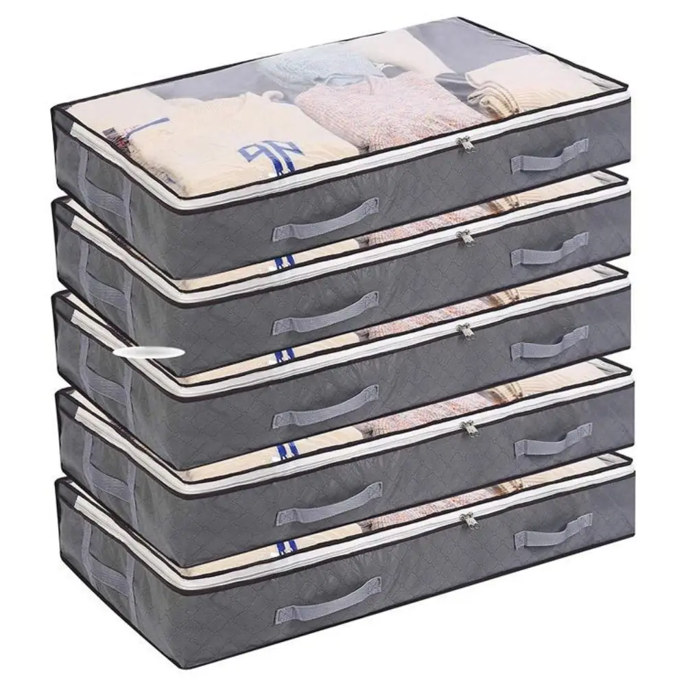 1PC Large Underbed Storage Bag Dustproof Foldable Fabric Storage Bags Nonwoven Moisture-proof Zipped Organizer Shoes Clothes 5