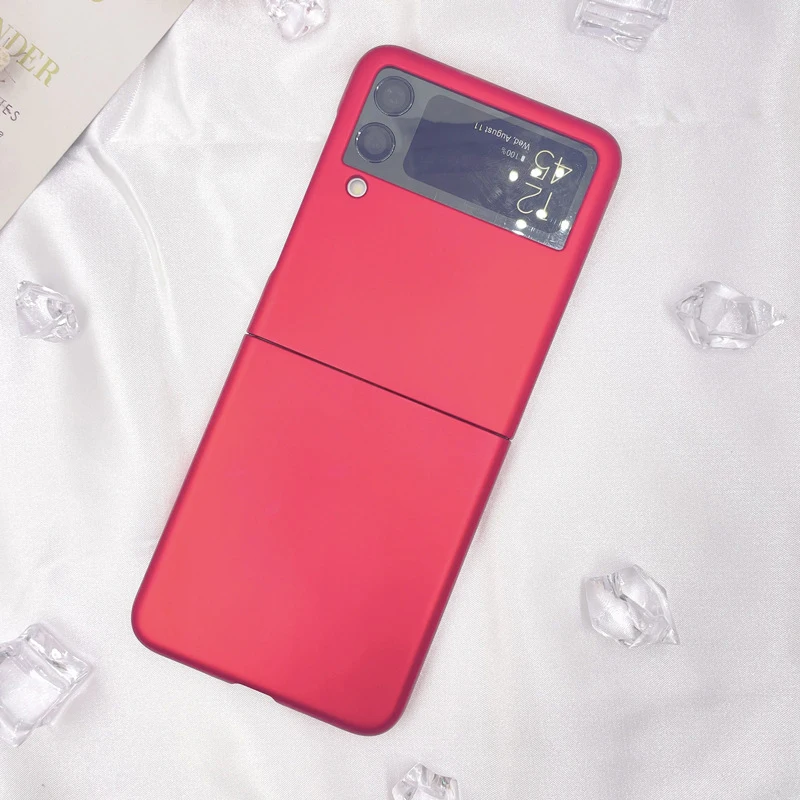 

Z Flip 4 Funda Case for Samsung Galaxy Z Flip 4 Z Flip 3 Red Skin Shell Shockproof Protetcion Mobile Phone Case Cover ZFlip4