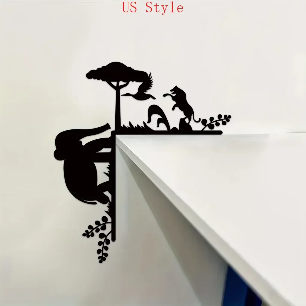 

Metal Creative Animal Silhouette Home Decorative Wall Stickers Door Corner Decoration Metal Wall Hanging Decor Bedroom Bathroom