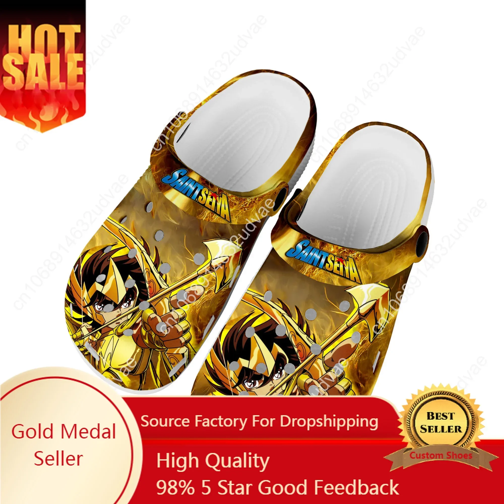 

Cartoon Saint Seiya Anime Home Clogs Custom Water Shoes Mens Womens Teenager Shoe Garden Clog Beach Hole Slipper Casual Slippers