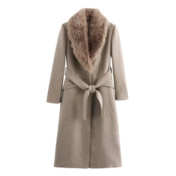 Women's Belted Fur Collar Coat – FK Wears by Fatima Kazmii 4