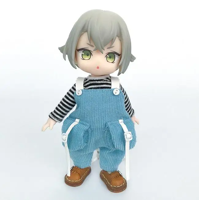 Ob11 Doll Checkered Loose Overalls Clothes Dolls Jeans Suit With Hat + T-Shirt Doll For Molly Gsc Ymy P9 P10 Body Uf Dolls 4