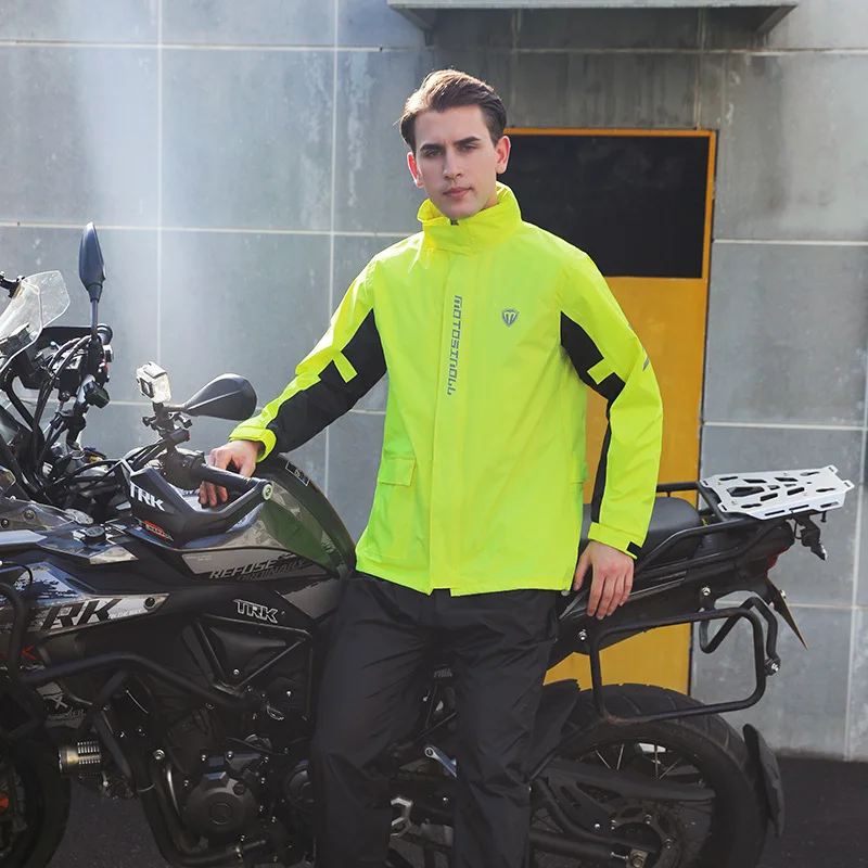 Men's Raincoat Waterproof Biker Rain Cover Reflective Raincoat Motorcyclist Motorcycle Suit