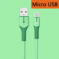 Liquid Silicone USB Data Cable with LED Indicator - 1m (Micro USB - green)