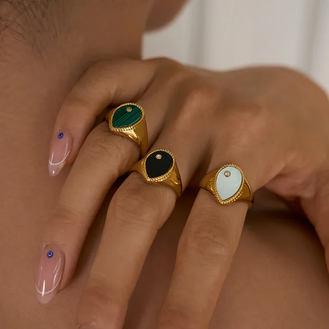 Bagues en acier inoxydable pour femmes et filles, 3 couleurs, esthétique, tendance, bijoux de mariage d'été, 2024