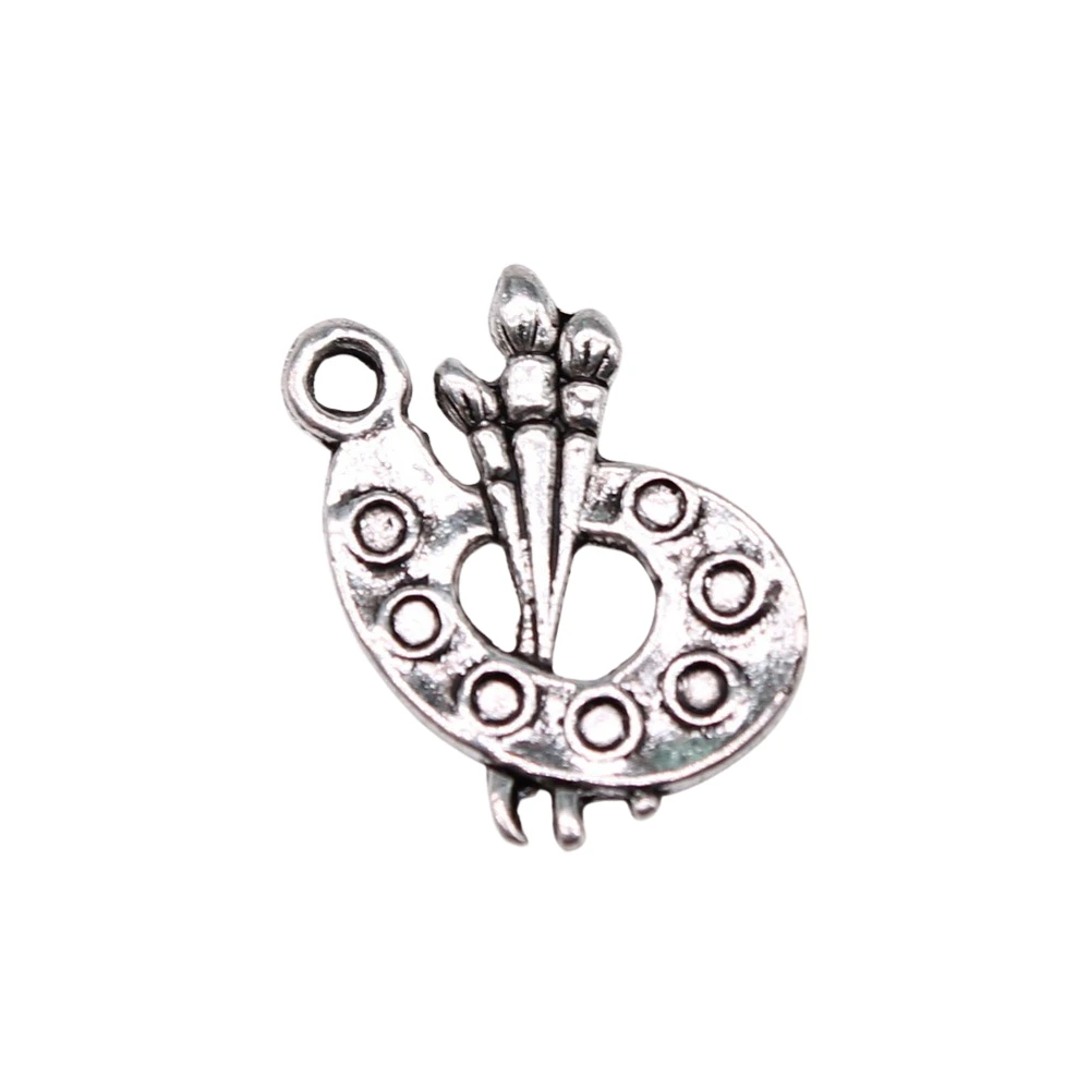 WYSIWYG 40pcs 16x12mm 매력 플레이트 수채화 물감 트레이 골동품 실버 컬러 펜던트 DIY 만들기 결과 수제 보석