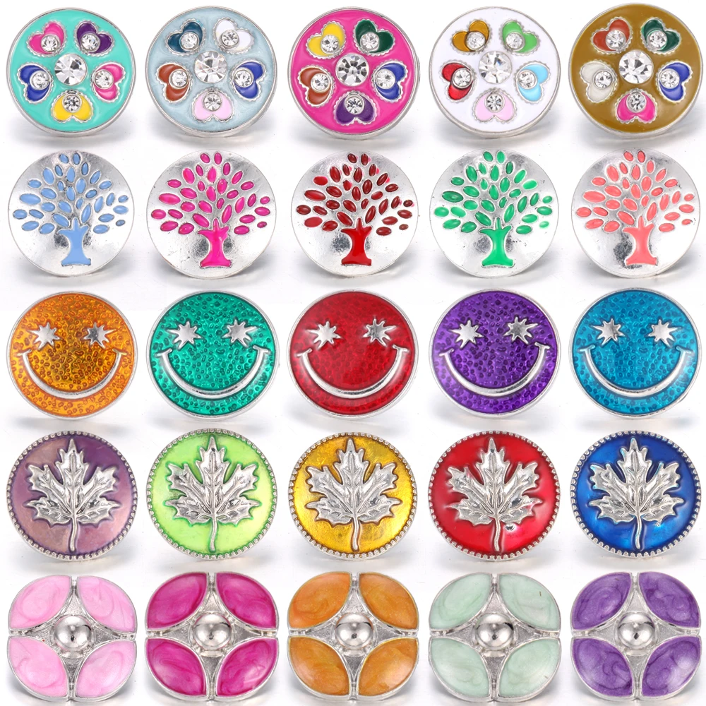 

5pc/lot 2022 New Snap Button Jewelry Mom Flower Love 18mm Metal Snap Buttons for Snap Button Bracelet Bangle Charms Jewelry