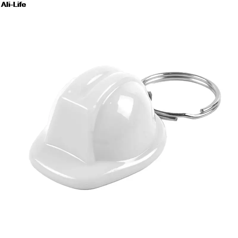 1PC Safety Helmet Hard Hat Event Holiday Creative Yellow/White Color Keychain Jewelry Gifts for Women Men