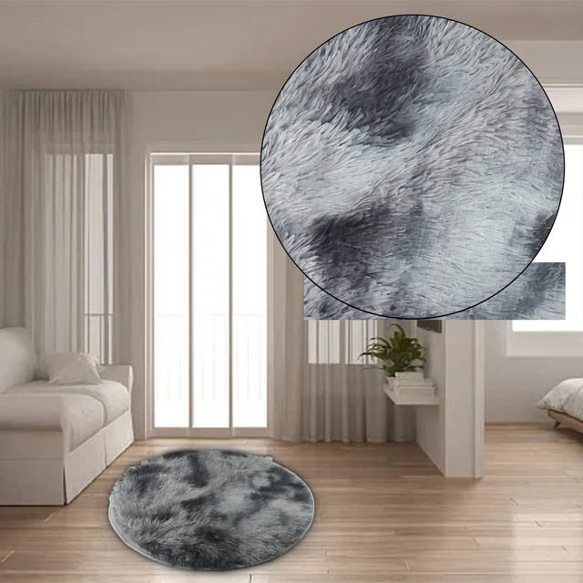 Circle Round Shaggy Rug Tie-dye Plush Carpet Living Room Bedroom Carpet Floor Mat Anti-Skidb Home Textile Solid Pattern 3
