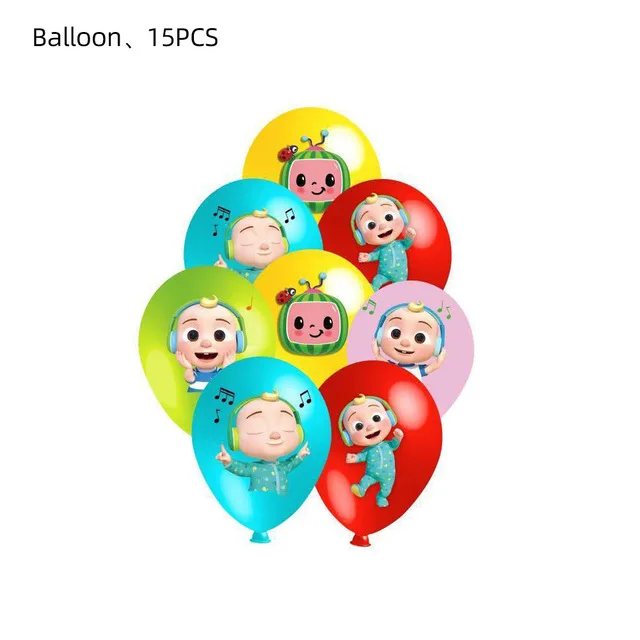 Cartoon JJ Melon Birthday Party Set - Disposable Tableware Decorations Balloons Cake Topper
