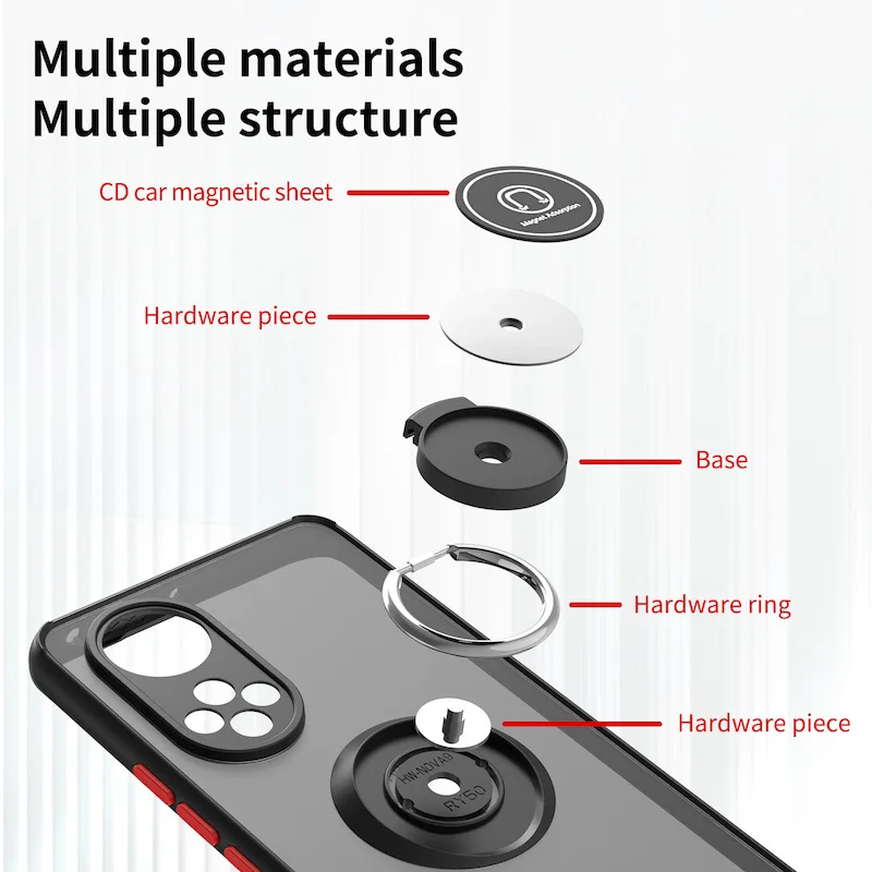 Matte Silicone Phone Cover with Auto Focus & Finger Ring Holder