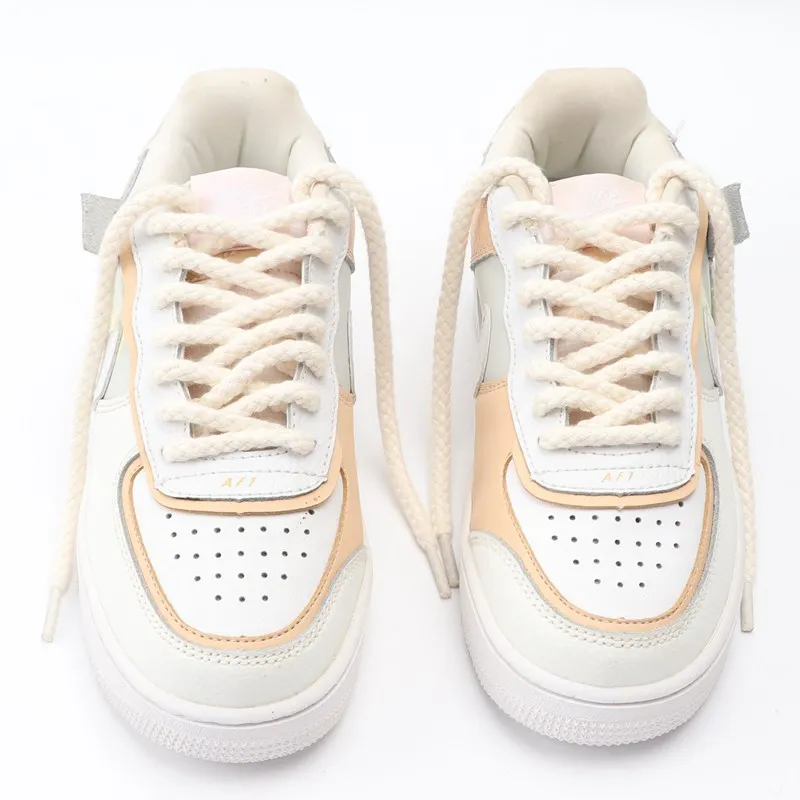 1Pair 8mm bold round shoelaces quality linen cotton sneakers shoelace AF1 shoe laces 100/120/140/160/180CM shoes accessories shoe laces shoe accessories