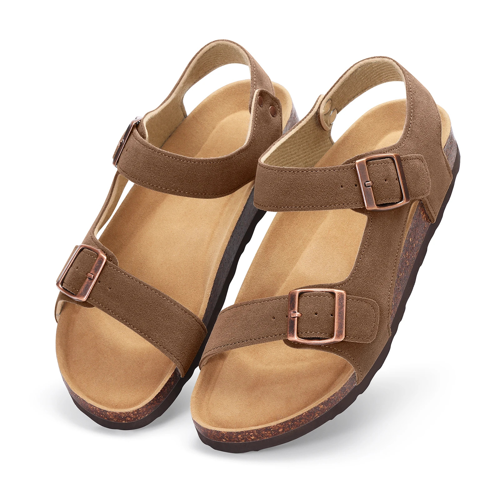 Comwarm Sommer Neue Damen-Sandalen mit Kork-Einlegesohle, Bequeme Strand-Slides mit Verstellbarer Doppelschnalle, Lässige Outdoor-Kork-Clogs – Detail 26