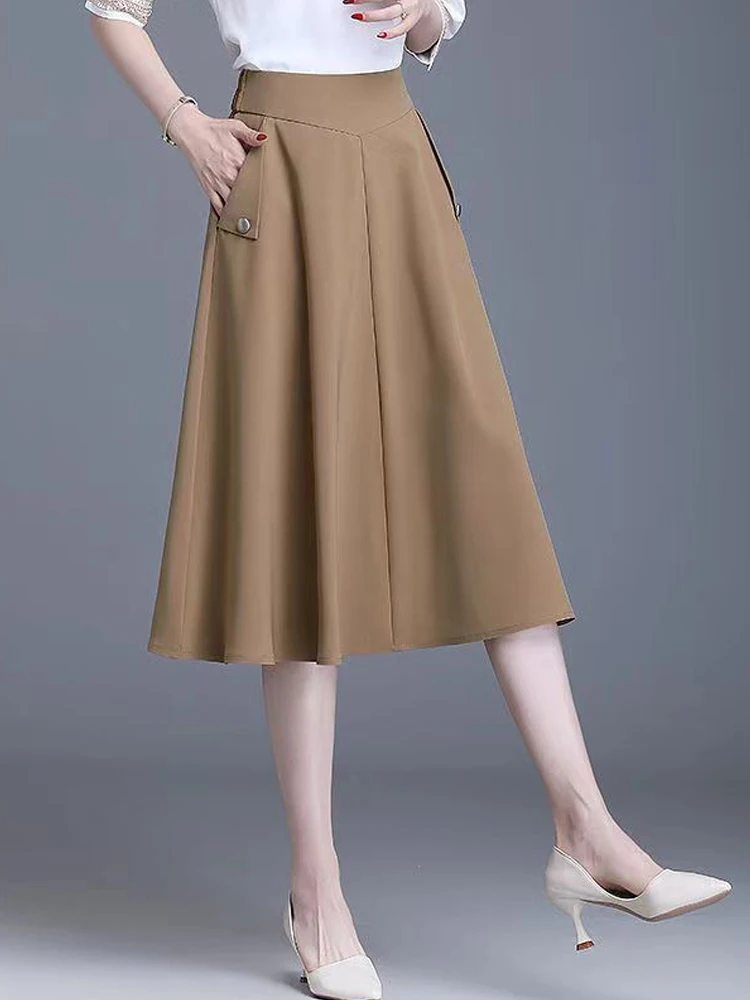 Style Long Black Skirt Midi Skirt High Waist Vintage Black Long