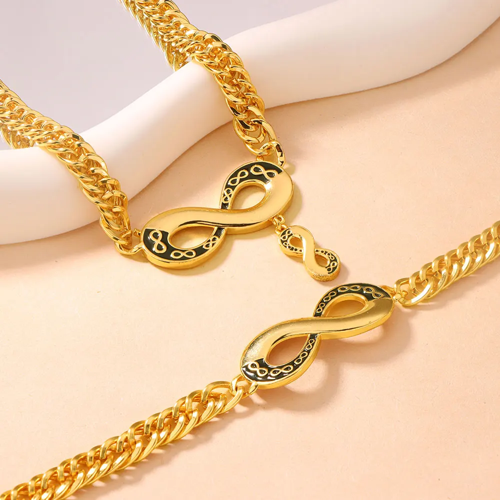 Arabischer Mode-Hip-Hop-Schmuckset 21k Vergoldete Nigerianische Kubanische Halskette mit Anhänger Oman Islamischer Damen Punk Party Schmuck – Detail 4