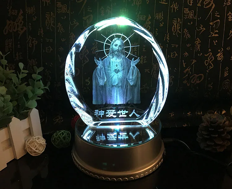 

GOOD # 20CM Large # Christianity statue HOME family TOP efficacious Talisman Jesus Christ GOD Sacred Heart 3D Crystal sculpture