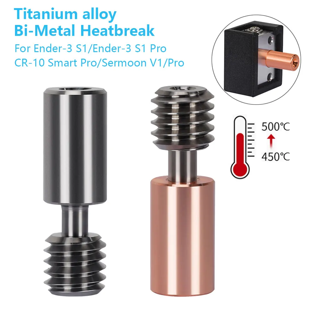 바이메탈 CR10 S1 방열판 1.75mm 스로트 구리 도금 튜브, 엔더 3 S1 핫엔드 3D 프린터 부품, 티타늄 합금 방열판