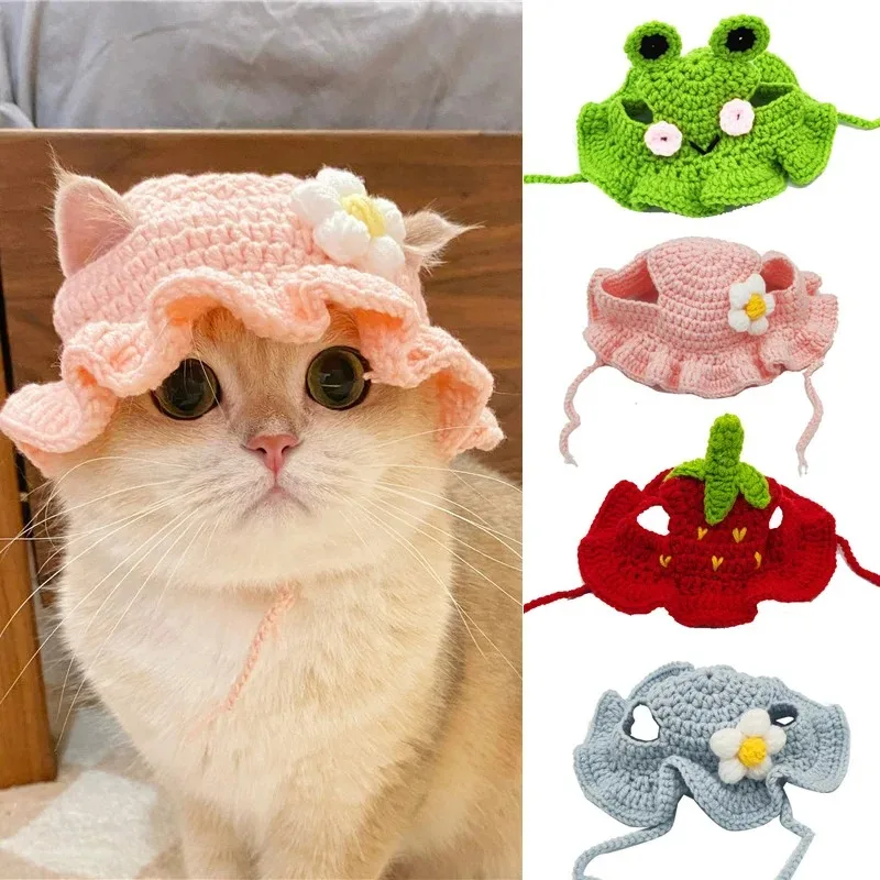 Autumn Winter Cat Hat Elastic Cute Refined Pet Hat Puppy Kittens Knitted Hat Party Photo Shoot Props Decoration Cat Accessories Autumn Winter Cat Hat Elastic Cute Refined Pet Hat Puppy Kittens Knitted Hat Party Photo Shoot Props Decoration Cat Accessories