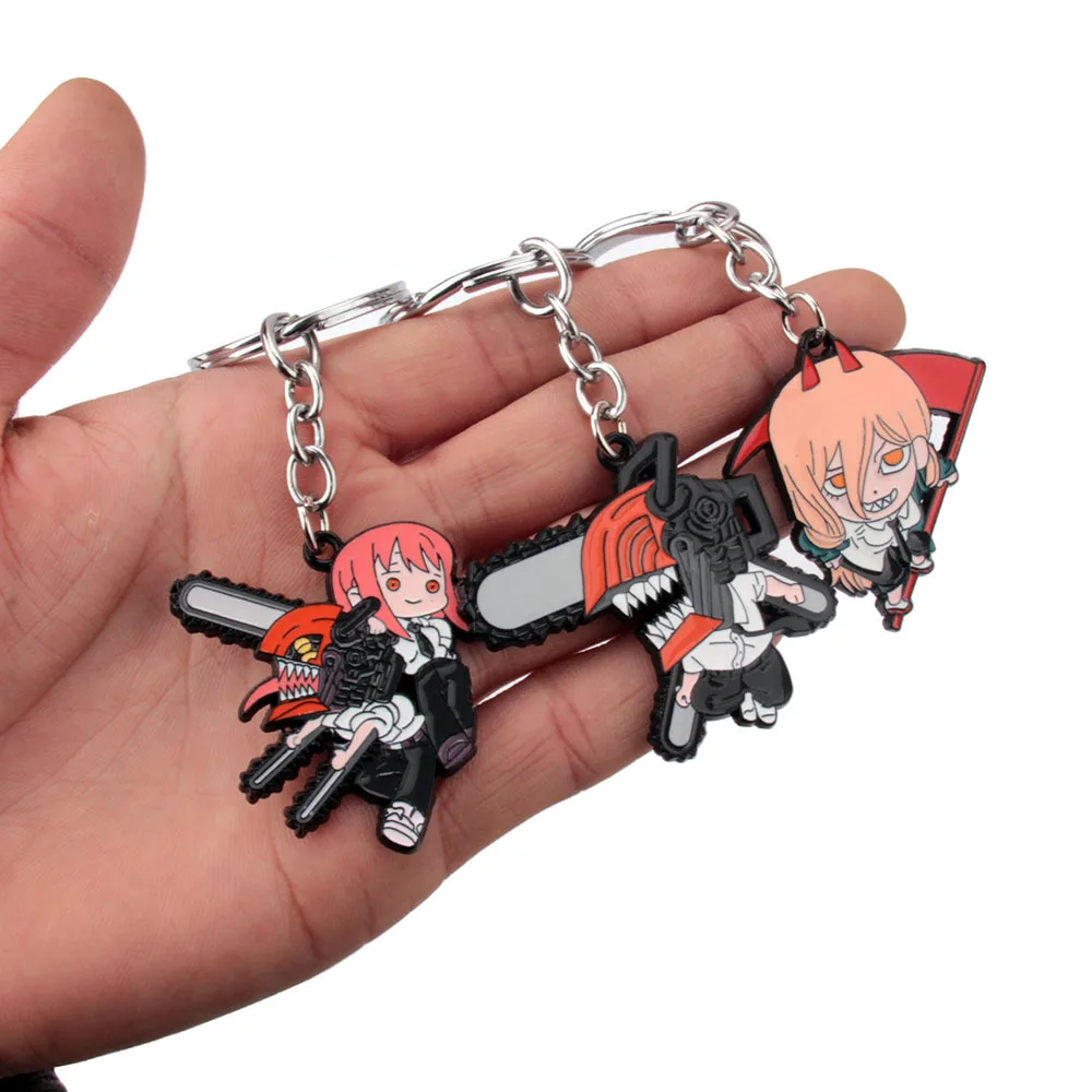 Anime Motosega Uomo Smalto Portachiavi Per Uomo Donna Cartoon Power Pochita Makima Portachiavi In Metallo Portachiavi Car Bag Cos Gioielli Regalo