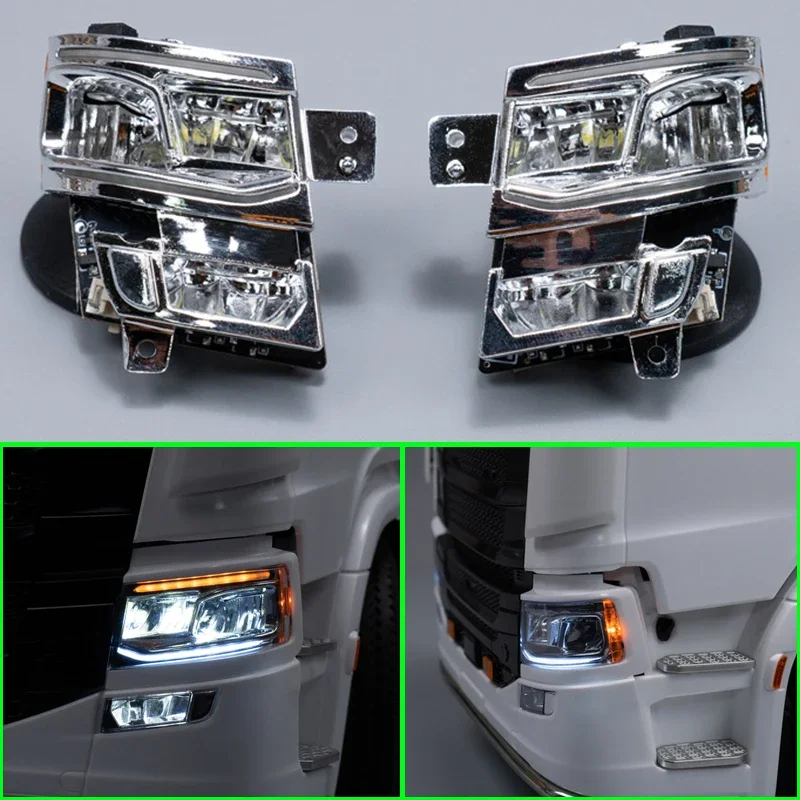 

LED Headlights Light Module Front Lighting System for 1/14 Tamiya RC Truck Trailer Tipper Scania 770S 56368 56371 Car Diy Parts