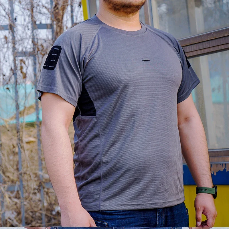 Outdoor Quick Dry Hiking Tactical T-shirt UMP Summer Long Short Sleeve High Elastic Breathable Running Fitness Training T Shirt