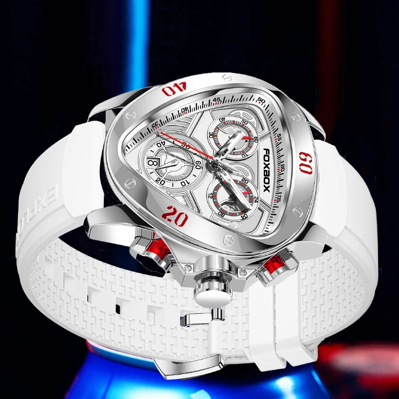 LIGE Top Brand Luxury Man Watches FOXBOX Fashion Casual Silicone Triangle Dial Waterproof Military Watch Men Luminous Wristwatch