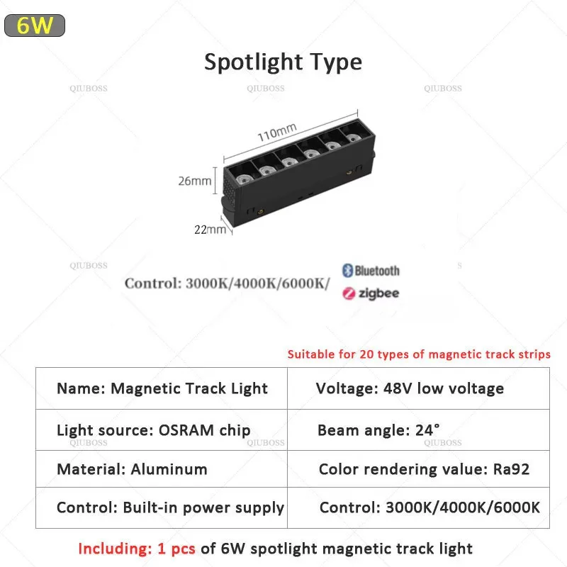 20 type intelligent magnetic track light Tuya Zigbee Bluetooth DC48V LED tube light pendant light floodlight grille light modern