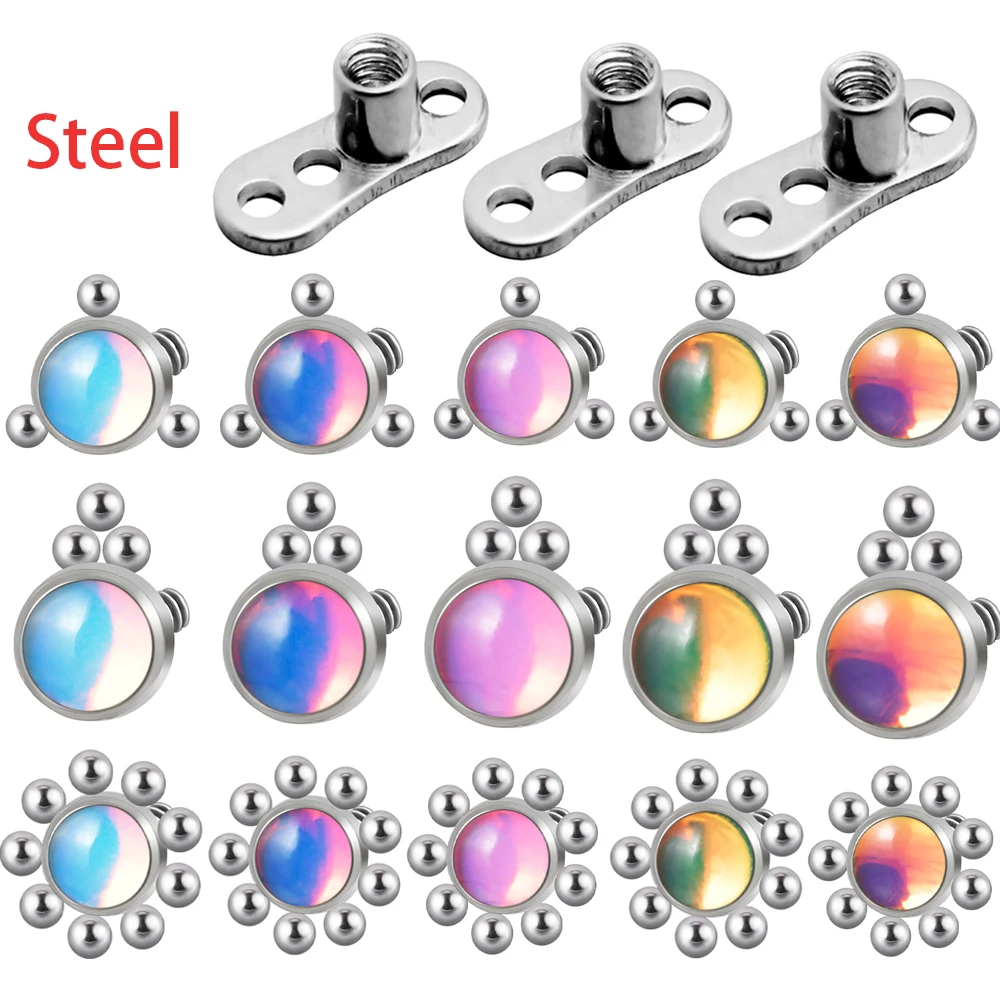 14G Semplice Ancoraggio Dermico In Acciaio Chirurgico Flashflower Gem Micro Dermal Anchor Small Bead Skin Diver Piercing Gioielli Per Il Corpo