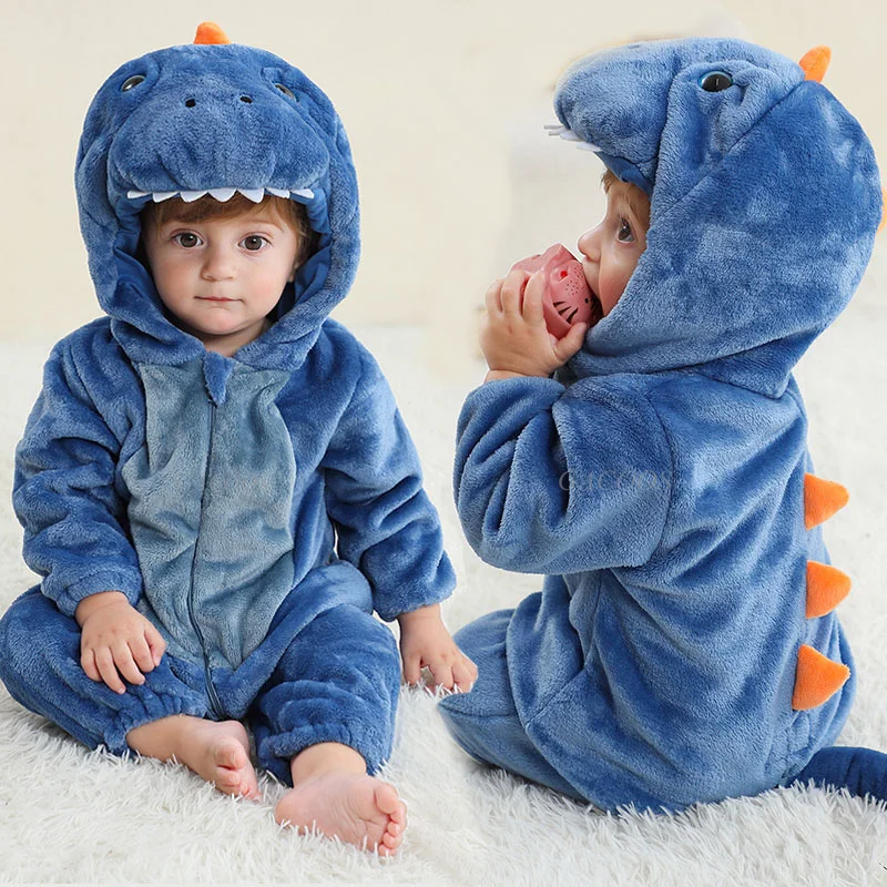 Toddler Boys Onesies Baby Girl Kigurumi Pijama Dragon Unicorn Cow Animal Cosplay Costume Winter Plush Jumpsuit 1 to 2 3 4 Years kids pajamas