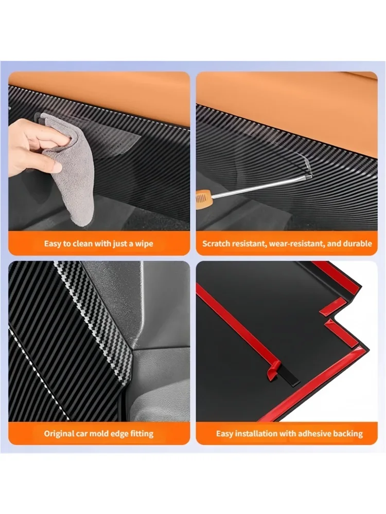 BYD Leopard 7 티타늄 7 탄소 섬유 질감 보호 패널 내부 액세서리용 자동차 승객 글러브 박스 안티 킥 가드