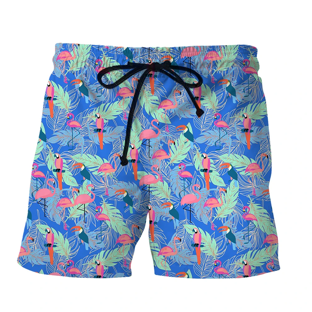 SONSPEE Summer 3D Print Animal Flamingo Shorts Men Women Harajuku Fashion Funny Cool Hawaii Fit Passionate Beach Shorts Swimsuit