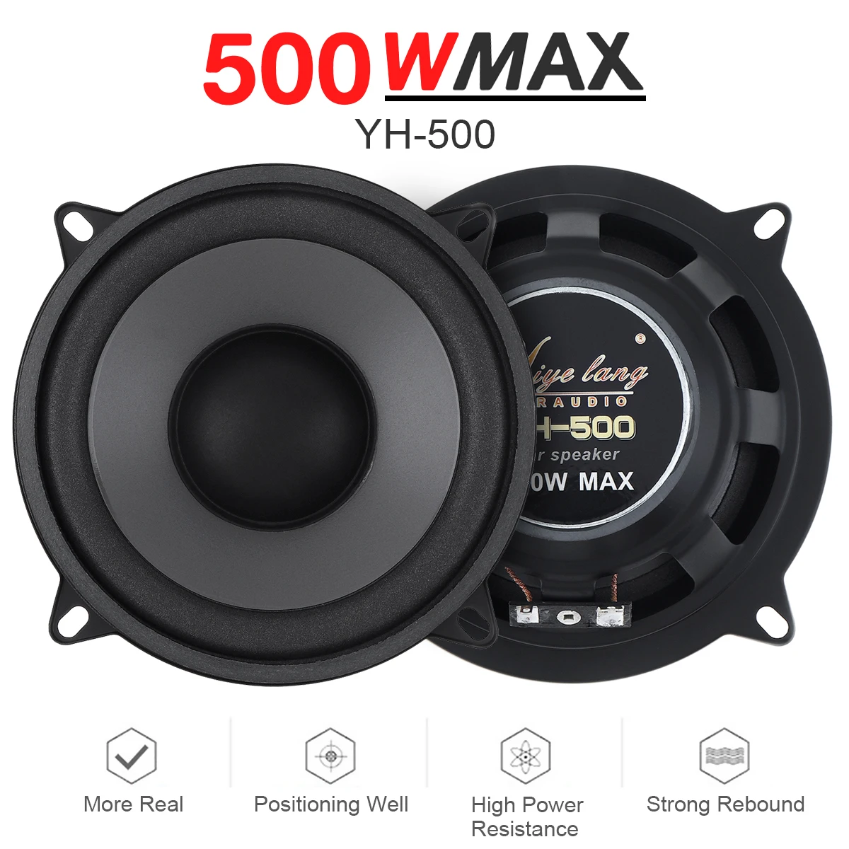 

1 Piece 5 Inch 500W 2-Way Speaker Dual Driver Acoustic Design Car HiFi Coaxial Full Range Frequency Speakers