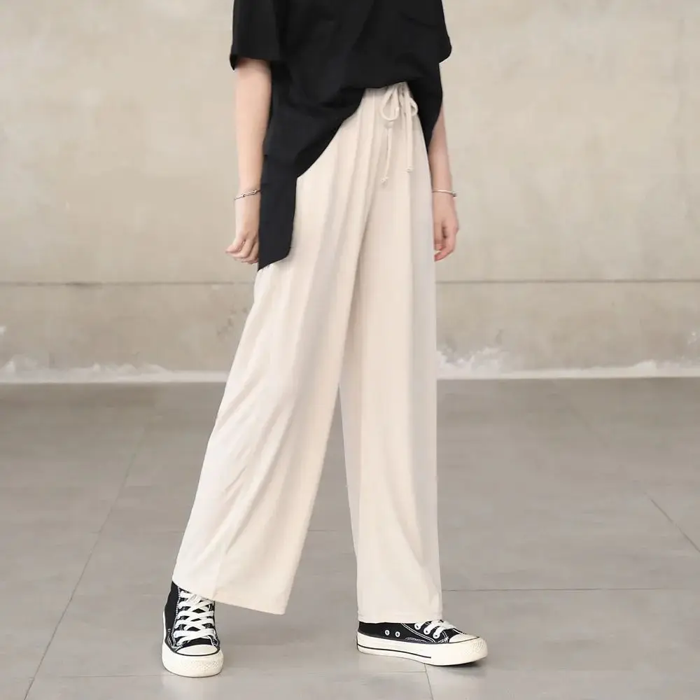 Summer Girl Thin Ice Silk Pants Loose Kids Clothes Loose Girls High Waist Wide Leg Pants Child Casual Pants Teen Clothes 13 14 Y